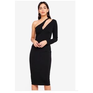 Missguided black one shoulder midi dress